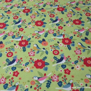 Flannel Fabric - Springtime Birdie - By the yard - 100% Cotton Flannel