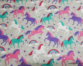 Flannel Fabric - Stars and Hearts Unicorns - By the yard - 100% Cotton Flannel