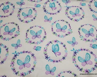 Remnant Flannel Fabric - Butterfly Wreath - Choose your Size - 100% Cotton Flannel