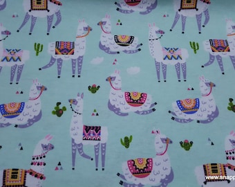 Flannel Fabric - Aztec Llama and Cacti - By the yard - 100% Cotton Flannel