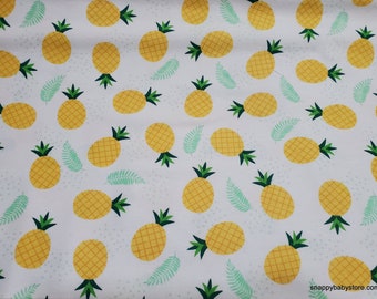 Flannel Fabric - Pineapple Tossed on White - By the yard - 100% Cotton Flannel