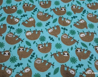 Flannel Fabric - Hanging Around Sloth - By the Yard - 100% Cotton Flannel