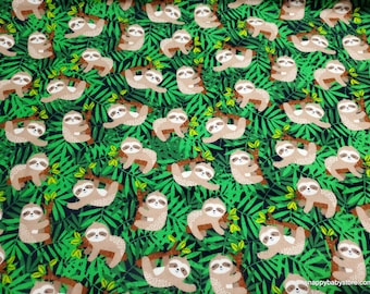 Flannel Fabric - Sloths in Trees - By the Yard - 100% Cotton Flannel