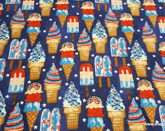 Flannel Fabric - July 4th Sweet Treats - By the yard - 100% Cotton Flannel