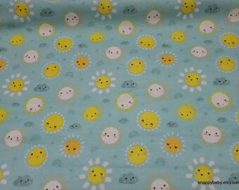 Flannel Fabric - Bright Sunshiny Day Blue - By the yard - 100% Cotton Flannel