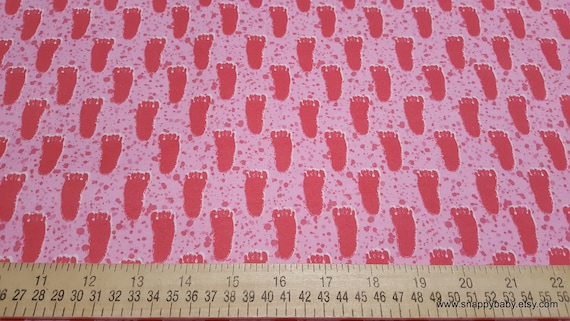 Flannel Fabric - Bigfoot Print Pink - By the yard - 100% Cotton Flannel