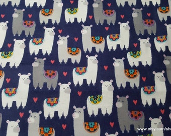 Flannel Fabric - Patterned Llamas - By the Yard - 100% Cotton Flannel