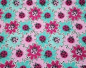 Flannel Fabric - Ladybugs and Flowers Pink Blue - By the Yard - 100% Cotton Flannel