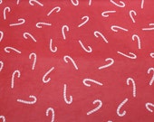 Christmas Flannel Fabric - Candy Canes Red - By the yard - 100% Cotton Flannel