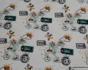 Flannel Fabric - World Traveler Allover - By the yard - 100% Cotton Flannel