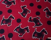 Flannel Fabric - Plaid Scotties - By the yard - 100% Cotton Flannel