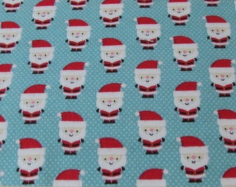 Christmas Flannel Fabric - Santa Claus Blue - By the yard - 100% Cotton Flannel