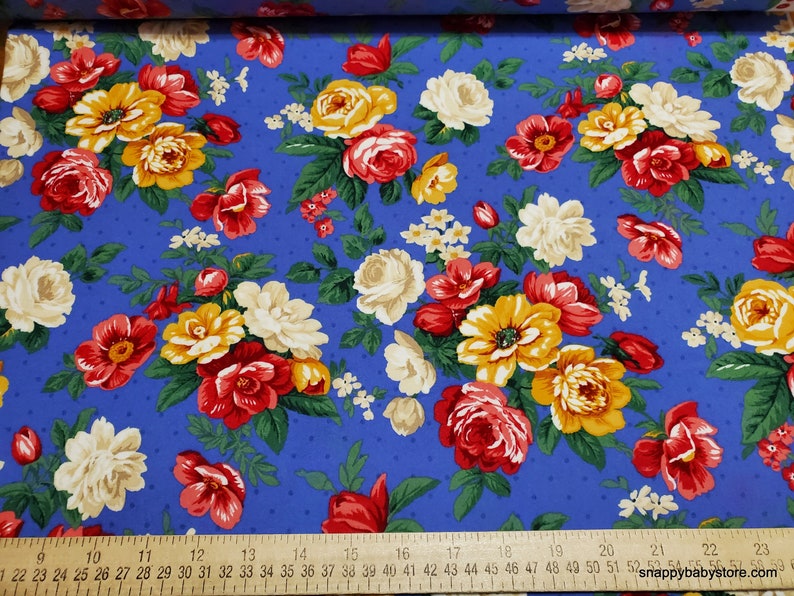 Premium Flannel Fabric Pemberley Floral Periwinkle Premium By the yard 100% Cotton Flannel image 2