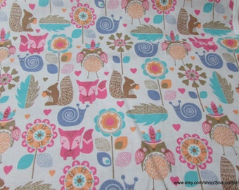 Flannel Fabric - Woodland Folk Animals - By the Yard - 100% Cotton Flannel