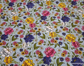 Flannel Fabric - Bright Blooms Garden - By the Yard - 100% Cotton Flannel