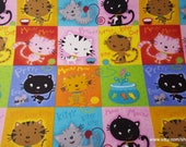 Flannel Fabric - Kitty Patch - By the yard - 100% Cotton Flannel