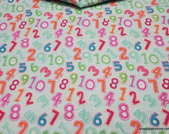 Flannel Fabric - Mint Number Toss - By the Yard - 100% Cotton Flannel