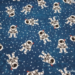 Flannel Fabric - Astronaut in Space - By the yard - 100% Cotton Flannel