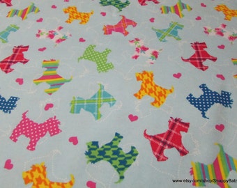 Flannel Fabric - Patterned Scotties - By the yard - 100% Cotton Flannel