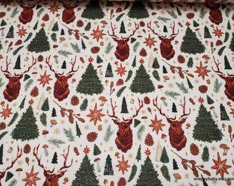 Christmas Flannel Fabric - Warm Winter Wishes Wilderness on Cream - By the yard - 100% Cotton Flannel