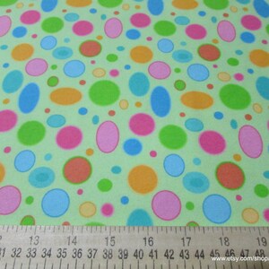 Flannel Fabric Colorful Dots on Green By the Yard 100% Cotton Flannel image 2