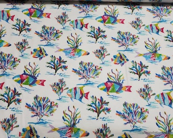 Flannel Fabric - Bright Ocean - By the yard - 100% Cotton Flannel