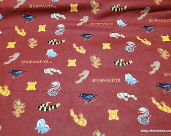 Character Flannel Fabric - Harry Potter Gryffindor House Scarves - By the yard - 100% Cotton Flannel