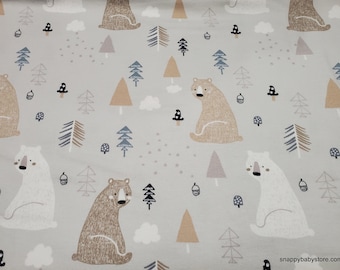 Flannel Fabric - Sleepy Bears - By the yard - 100% Cotton Flannel