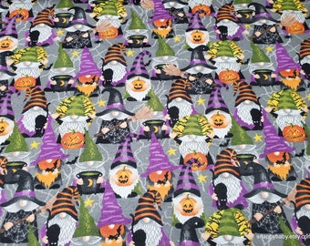 Flannel Fabric - Halloween Gnomes - By the Yard - 100% Cotton Flannel