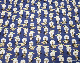 Character Flannel Fabric - Star Wars Mandalorian Hello Friend - By the yard - 100% Cotton Flannel