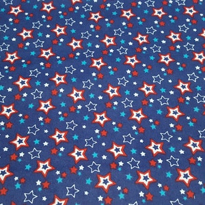 Flannel Fabric - Independence Day Stars - By the yard - 100% Cotton Flannel