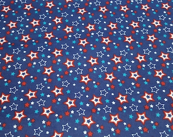 Flannel Fabric - Independence Day Stars - By the yard - 100% Cotton Flannel