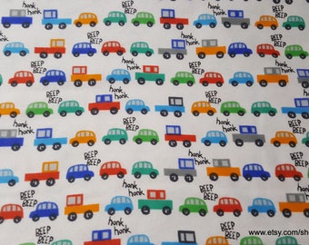 Flannel Fabric - Traffic Jam - By the Yard - 100% Cotton Flannel