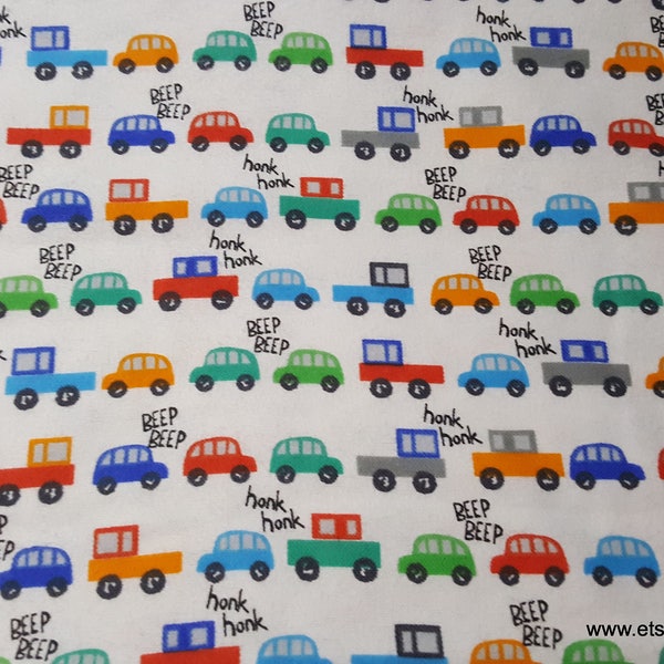 Flannel Fabric - Traffic Jam - By the Yard - 100% Cotton Flannel