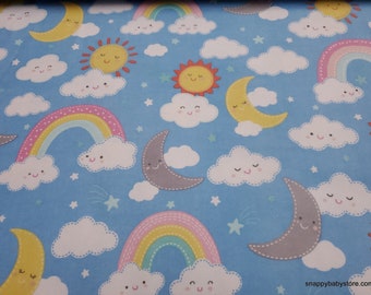 Premium Flannel Fabric - Twinkle Comfort Twilight Sky Blue - By the yard - 100% Cotton Flannel Premium