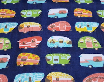 Flannel Fabric - Linear Campers - By the Yard - 100% Cotton Flannel