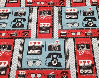 Flannel Fabric - Vintage Desktop - By the yard - 100% Cotton Flannel