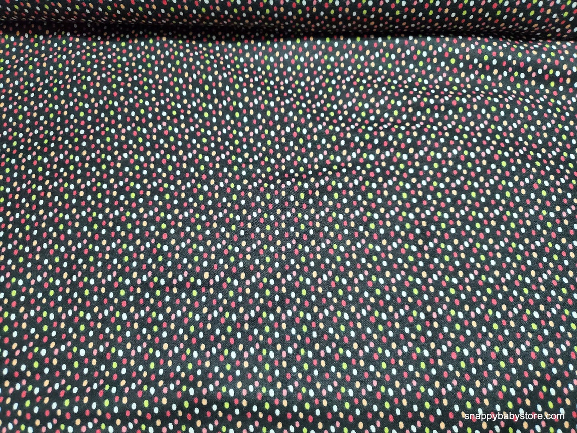 Flannel Fabric Multi Dot on Black by the Yard 100% - Etsy