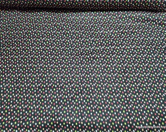 Flannel Fabric - Multi Dot on Black - By the yard - 100% Cotton Flannel