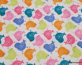 Flannel Fabric - Chunky Birds - By the yard - 100% Cotton Flannel