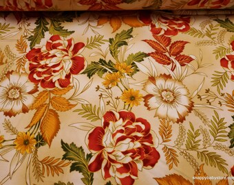 Premium Flannel Fabric - Autumn Comfort Autumn Bouquet Cream Premium - By the yard - 100% Cotton Flannel