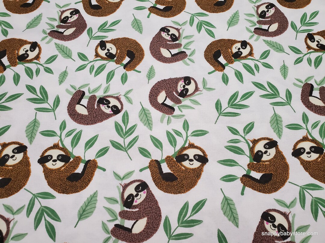 Flannel Fabric - Sleepy Sloths - by the Yard - 100% Cotton Flannel - Etsy
