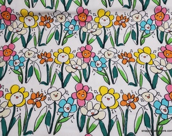 Flannel Fabric - Singing Flowers - By the Yard - 100% Cotton Flannel