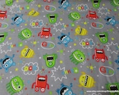 Flannel Fabric - Mayhem Monster Tossed - By the yard - 100% Cotton Flannel