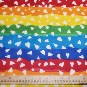 Flannel Fabric Heart Rainbow By the yard 100% Cotton Flannel image 2