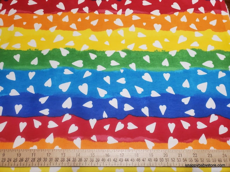 Flannel Fabric Heart Rainbow By the yard 100% Cotton Flannel image 2