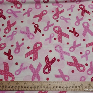 Flannel Fabric Breast Cancer Ribbon Tossed By the yard 100% Cotton Flannel image 2
