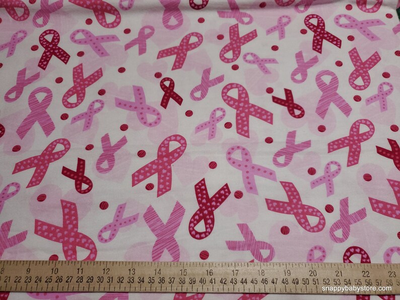 Flannel Fabric Breast Cancer Ribbon Tossed By the yard 100% Cotton Flannel image 2