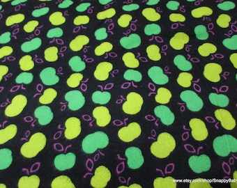 Flannel Fabric - Neon Apples - By the yard - 100% Cotton Flannel