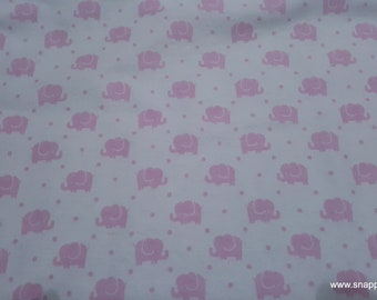 Flannel Fabric -Elephants Marching Pink - By the yard - 100% Cotton Flannel